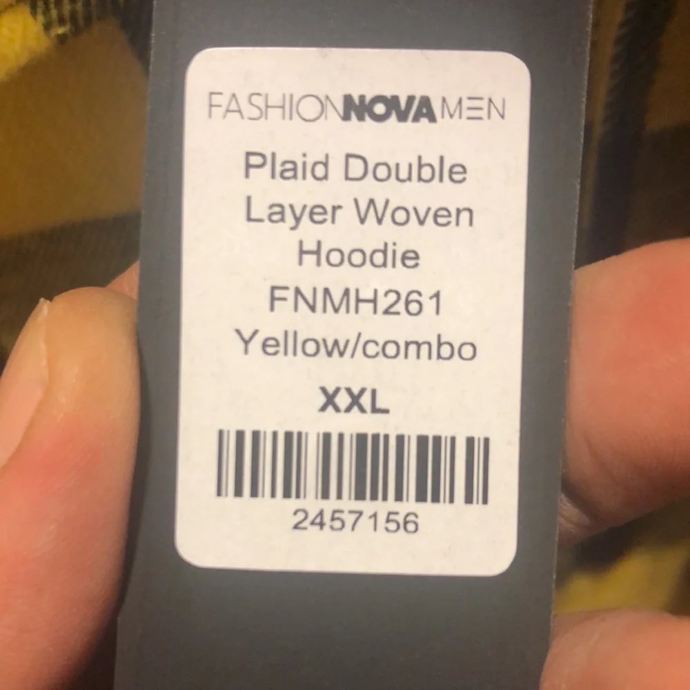 NWT Fashion Nova Plaid Double Layer Woven Hoodie Yellow/Combo - Picture 11 of 11